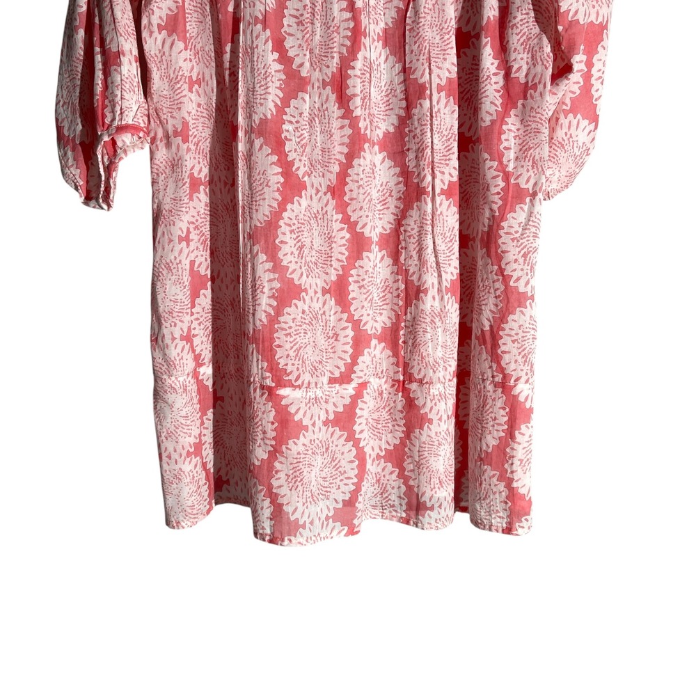 Ro's Garden Floral Pullover Tassel Bohemian Midi Dress Balloon Sleeve Small Pink - Picture 10 of 10